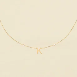 Collier Ras Du Cou LETTRE K - Cristal / Doré