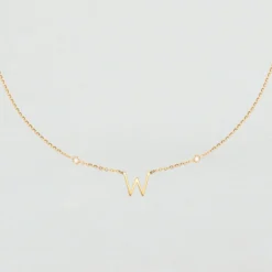 Collier Ras Du Cou LETTRE W - Cristal / Doré