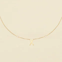 Collier Mi-long LETTRE X - Cristal / Doré