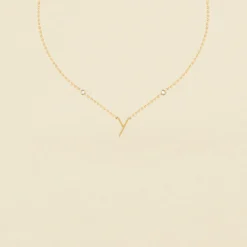 Collier Ras Du Cou LETTRE Y - Cristal / Doré