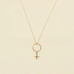 Collier Mi-long FEMME - Cristal / Doré