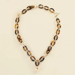 Collier Mi-long BOUCLE - Ecaille / Doré